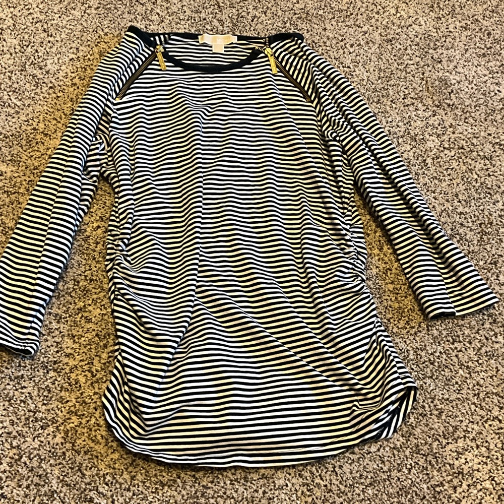 Michael Kors Black and White Striped Top